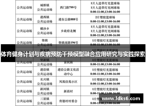 体育健身计划与疾病预防干预模型融合应用研究与实践探索